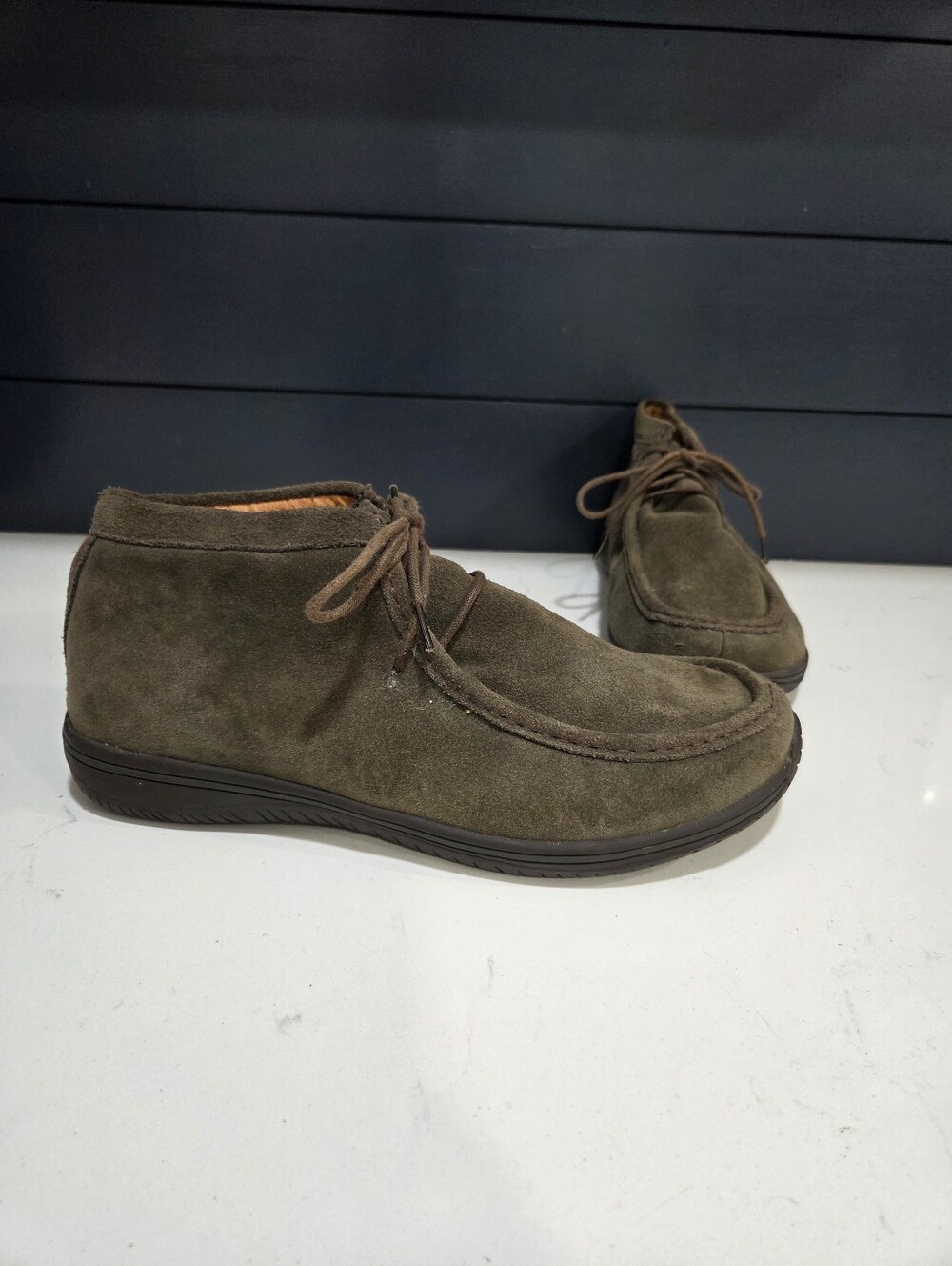 Alegria Packard Moc Toe Chukka Boot. Olive Suede Size 47 US 13